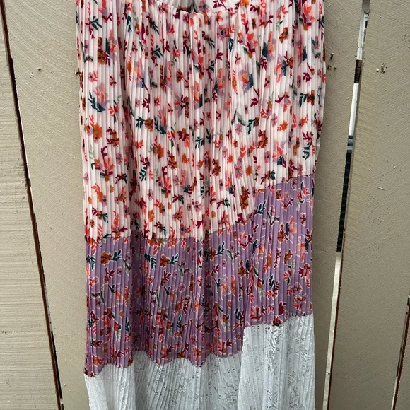 Anthropologie LAIA Pleated Floral Pink and White Midi Skirt Size XL - Picture 10 of 10